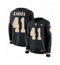 Womens Nike New Orleans Saints 41 Alvin Kamara Limited Black Therma Long Sleeve NFL Jersey
