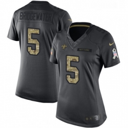 Womens Nike New Orleans Saints 5 Teddy Bridgewater Limited Black 2016 Salute to Service NFL Jersey