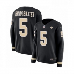 Womens Nike New Orleans Saints 5 Teddy Bridgewater Limited Black Therma Long Sleeve NFL Jersey