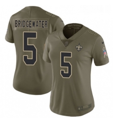 Womens Nike New Orleans Saints 5 Teddy Bridgewater Limited Olive 2017 Salute to Service NFL Jersey