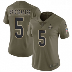 Womens Nike New Orleans Saints 5 Teddy Bridgewater Limited Olive 2017 Salute to Service NFL Jersey