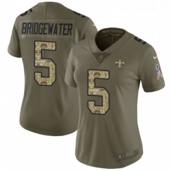 Womens Nike New Orleans Saints 5 Teddy Bridgewater Limited Olive Camo 2017 Salute to Service NFL Jersey