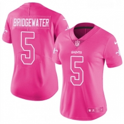 Womens Nike New Orleans Saints 5 Teddy Bridgewater Limited Pink Rush Fashion NFL Jersey