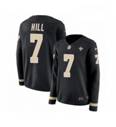 Womens Nike New Orleans Saints 7 Taysom Hill Limited Black Therma Long Sleeve NFL Jersey