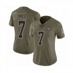 Womens Nike New Orleans Saints 7 Taysom Hill Limited Olive 2017 Salute to Service NFL Jersey
