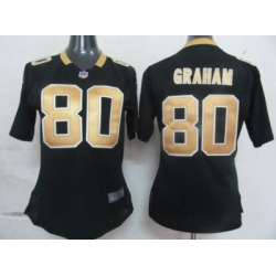 Womens Nike New Orleans Saints 80 Graham Black Nike NFL Jerseys