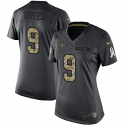 Womens Nike New Orleans Saints 9 Drew Brees Limited Black 2016 Salute to Service NFL Jersey