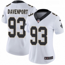Womens Nike New Orleans Saints 93 Marcus Davenport White Vapor Untouchable Limited Player NFL Jersey