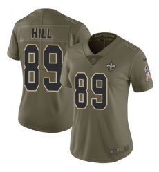 Womens Nike Saints #89 Josh Hill Olive  Stitched NFL Limited 2017 Salute to Service Jersey