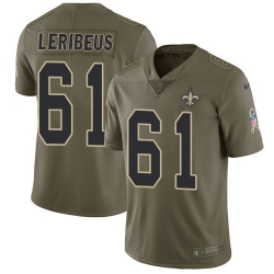 Limited Nike Olive Youth Josh LeRibeus Jersey NFL 61 New Orleans Saints 2017 Salute to Service