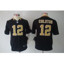 Nike Youth New Orleans Saints #12 Colston Black Limited Jerseys
