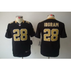 Nike Youth New Orleans Saints #28 Ingram Black Limited Jerseys