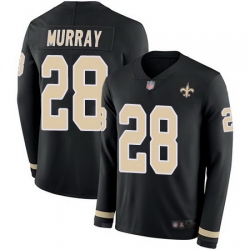Saints 28 Latavius Murray Black Team Color Youth Stitched Football Limited Therma Long Sleeve Jerse
