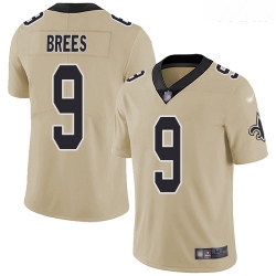 Saints #9 Drew Brees Gold Youth Stitched Football Limited Inverted Legend Jersey
