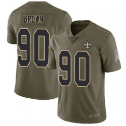 Saints 90 Malcom Brown Olive Youth Stitched Football Limited 2017 Salute to Service Jersey