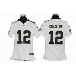 Youth Nike New Orleans Saints 12# Marques Colston Game Team White Color Jersey (S-XL)