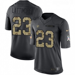 Youth Nike New Orleans Saints 23 Marshon Lattimore Limited Black 2016 Salute to Service NFL Jersey