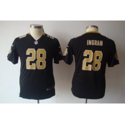 Youth Nike New Orleans Saints 28# Mark Ingram Black Color Jersey