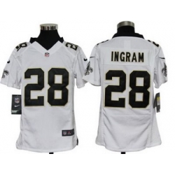 Youth Nike New Orleans Saints 28# Mark Ingram White Color Jersey