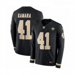 Youth Nike New Orleans Saints 41 Alvin Kamara Limited Black Therma Long Sleeve NFL Jersey