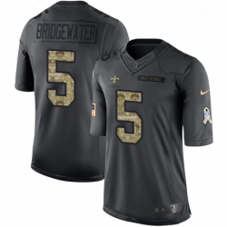 Youth Nike New Orleans Saints 5 Teddy Bridgewater Limited Black 2016 Salute to Service NFL Jersey
