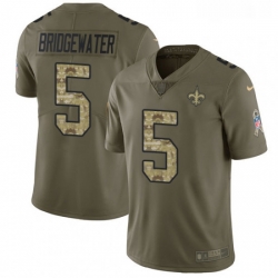 Youth Nike New Orleans Saints 5 Teddy Bridgewater Limited Olive Camo 2017 Salute to Service NFL Jersey