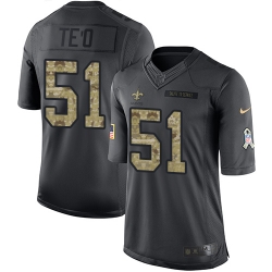 Youth Nike New Orleans Saints 51 Manti Teo Limited Black 2016 Salute to Service NFL Jersey