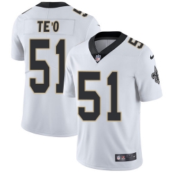 Youth Nike New Orleans Saints 51 Manti Teo White Vapor Untouchable Limited Player NFL Jersey