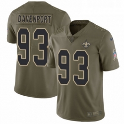 Youth Nike New Orleans Saints 93 Marcus Davenport Limited Olive 2017 Salute to Service NFL Jersey