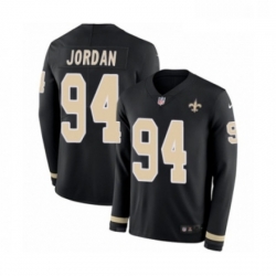 Youth Nike New Orleans Saints 94 Cameron Jordan Limited Black Therma Long Sleeve NFL Jersey