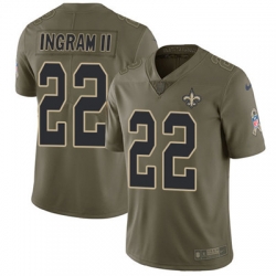 Youth Nike Saints #22 Mark Ingram II Olive Stitched NFL Limited 2017 Salute to Service Jersey