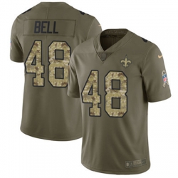 Youth Nike Saints #48 Vonn Bell Olive Camo Stitched NFL Limited 2017 Salute to Service Jersey