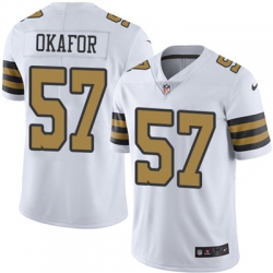 Youth Nike Saints #57 Alex Okafor White Stitched NFL Limited Rush Jersey