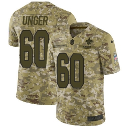 Youth Nike Saints 60 Max Unger Camo Stitched NFL Limited 2018 Salute to Service Jersey