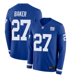 Giants 27 Deandre Baker Royal Blue Team Color Men Stitched Football Limited Therma Long Sleeve Jersey