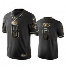 Giants 8 Daniel Jones Black Men Stitched Football Limited Golden Edition Jersey