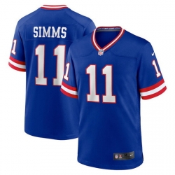 Men New York Giants 11 Phil Simms Royal Classic Retired Player Stitched Game Jersey