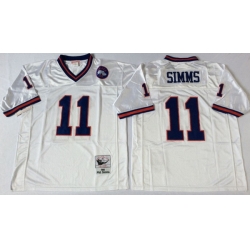 Men New York Giants 11 Phil Simms White M&N Throwback Jersey