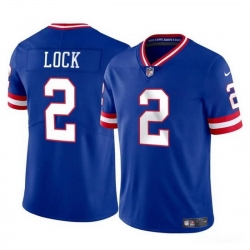 Men New York Giants 2 Drew Lock Blue Throwback Vapor Untouchable Limited Stitched Jersey