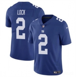 Men New York Giants 2 Drew Lock Blue Vapor Untouchable Limited Stitched Jersey