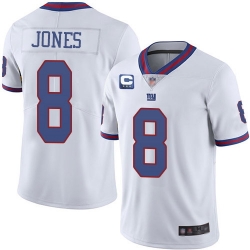 Men New York Giants 2022 #8 Daniel Jones White With 3-star C Patch Stitched NFL Jersey