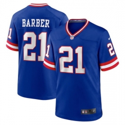 Men New York Giants 21 Tiki Barber Royal Classic Retired Player Stitched Game Jersey