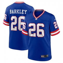 Men New York Giants 26 Saquon Barkley Royal Classic Retired Player Stitched Game Jersey