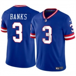 Men New York Giants 3 Deonte Banks Royal Throwback Vapor Untouchable Limited Stitched Jersey