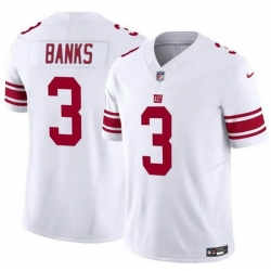 Men New York Giants 3 Deonte Banks White 2023 F U S E  Vapor Untouchable Limited Stitched Jersey