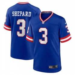 Men New York Giants 3 Sterling Shepard Royal Classic Retired Player Stitched Game Jersey