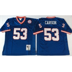 Men New York Giants 53 Harry Carson Blue M&N Throwback Jersey