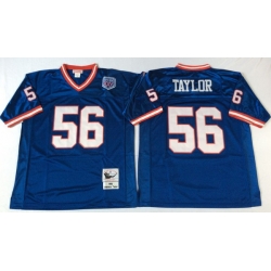 Men New York Giants 56 Lawrence Taylor Blue M&N Throwback Jersey