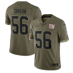 Men New York Giants 56 Lawrence Taylor Olive 2022 Salute To Service Limited Stitched Jersey