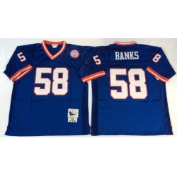 Men New York Giants 58 Carl Banks Blue M&N Throwback Jersey